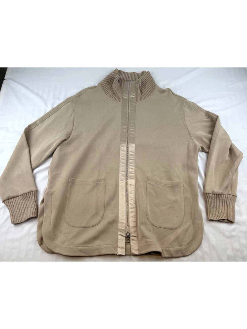 Varley Light Taupe Niamh Zip-Through Sweat Jacket VAR02239 XL- $178 - Picture 2 of 11